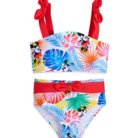 Disney Store Minnie Mouse Tropical 2-Piece Swimsuit For Girls EUC kids size 5/6